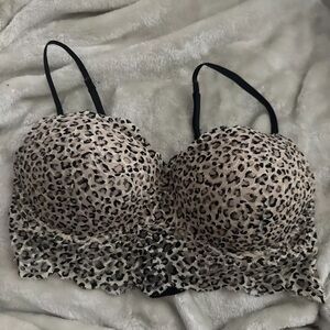Candie's Bra 36C Cheetah Print PushUp Lace Wireless Padded EUC